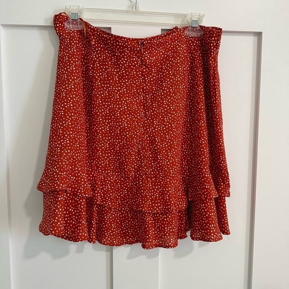 Altar’d State Size Large Orange Polka Dot faux wrap skirt with ruffles, EUC - Picture 5 of 13